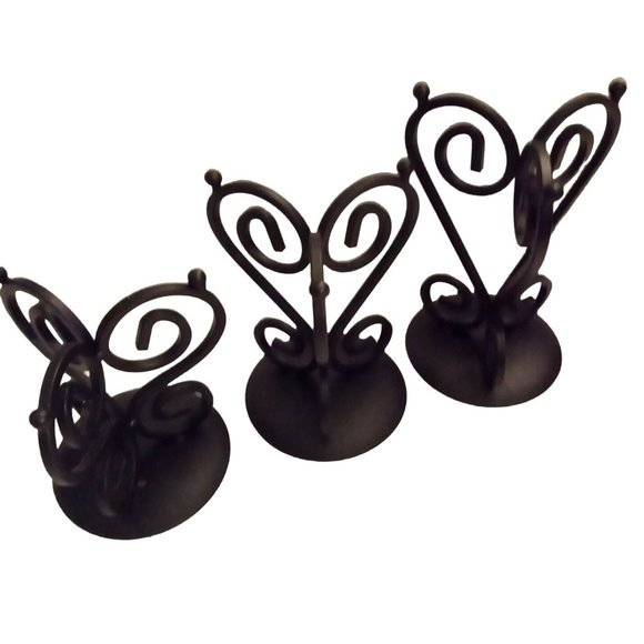 Black Wrought Iron Graduated Tier Scrollwork Pillar Candlestick Holder Set of 3 - Picture 6 of 11